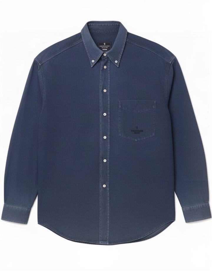 Camisa masculina Trussardi Jeans média azul marinho algodão