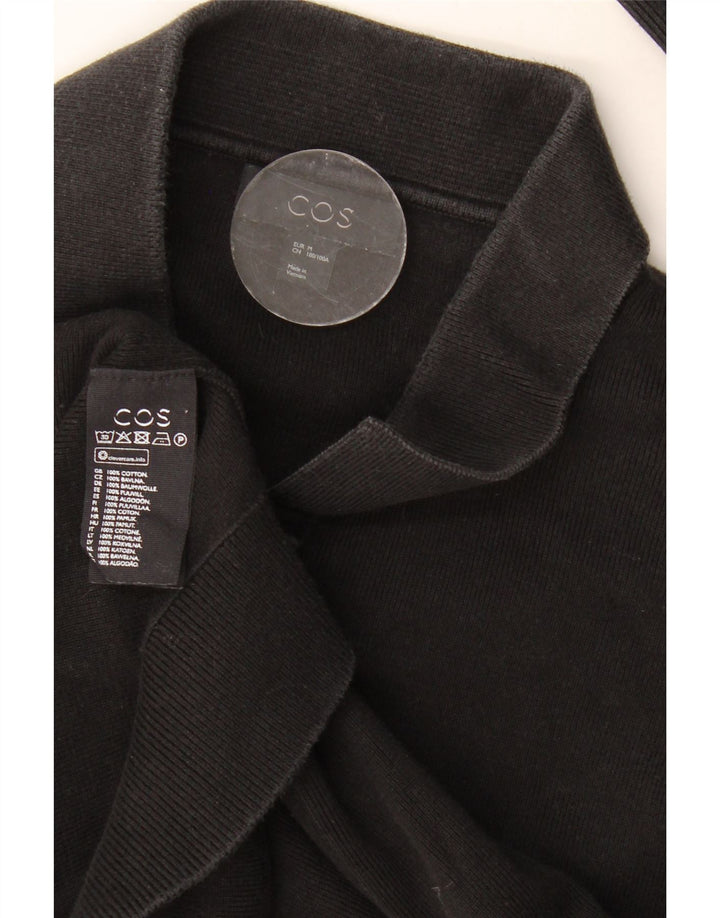 Cos Camisa polo masculina de manga comprida de algodão preto médio