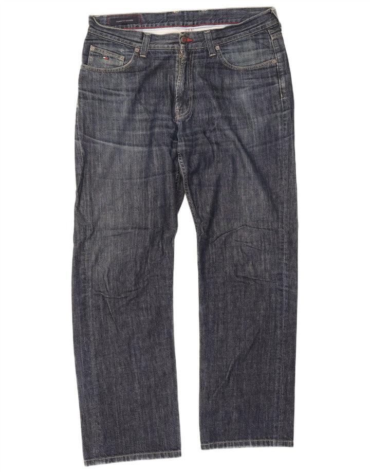 Jeans retos masculinos Tommy Hilfiger W36 L32 algodão azul
