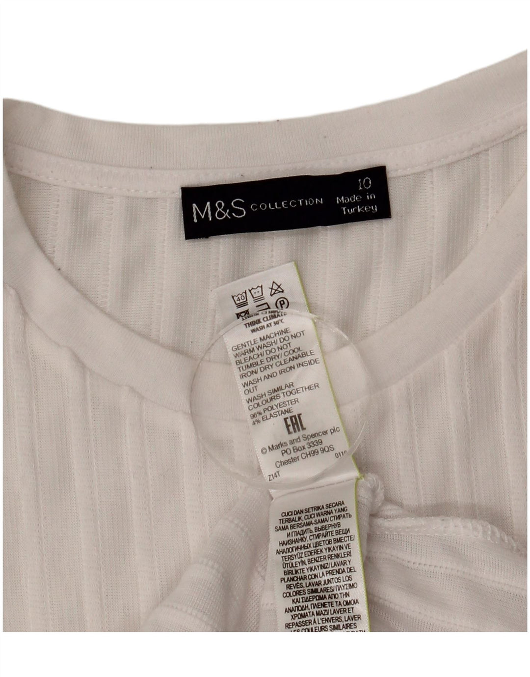 Marks & Spencer Top feminino oversized manga comprida Reino Unido 10 pequeno branco