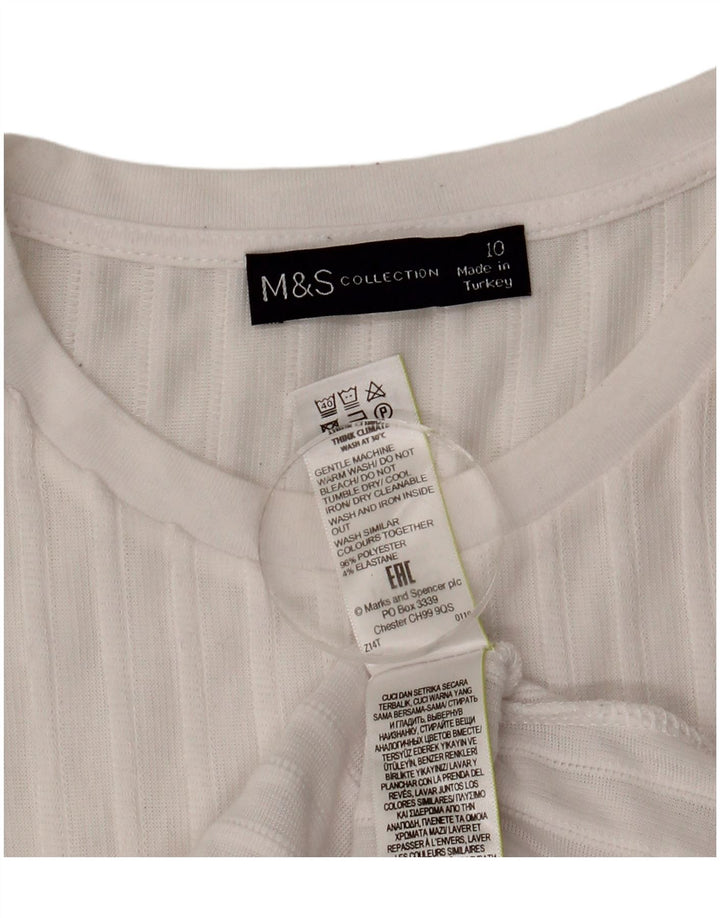 Marks & Spencer Top feminino oversized manga comprida Reino Unido 10 pequeno branco