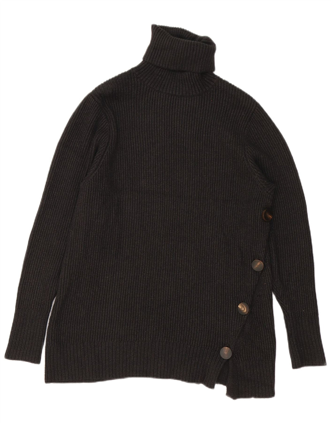 Suéter feminino Zara com gola redonda e viscose preta pequena Reino Unido 10