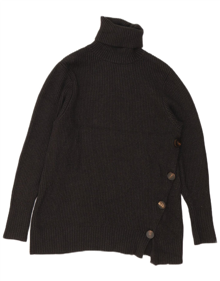 Suéter feminino Zara com gola redonda e viscose preta pequena Reino Unido 10