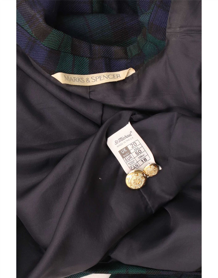 Jaqueta blazer masculina Marks & Spencer com peito duplo Reino Unido 44 2XL verde xadrez