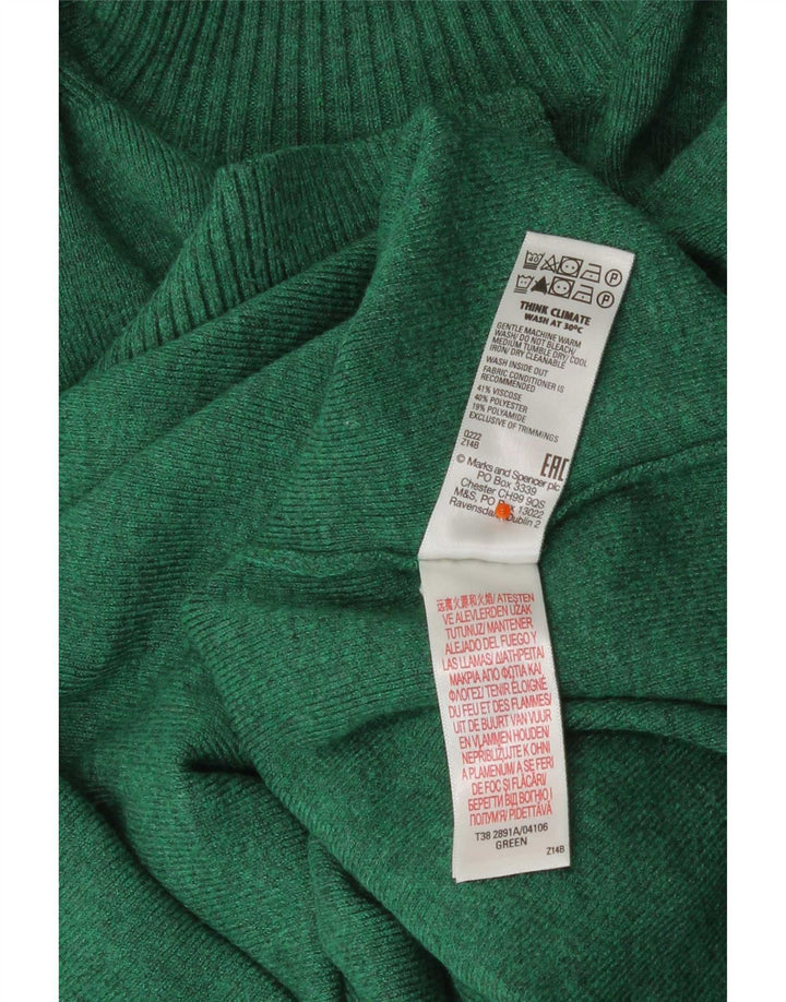 Suéter feminino Marks & Spencer com gola tartaruga Reino Unido 14 verde médio