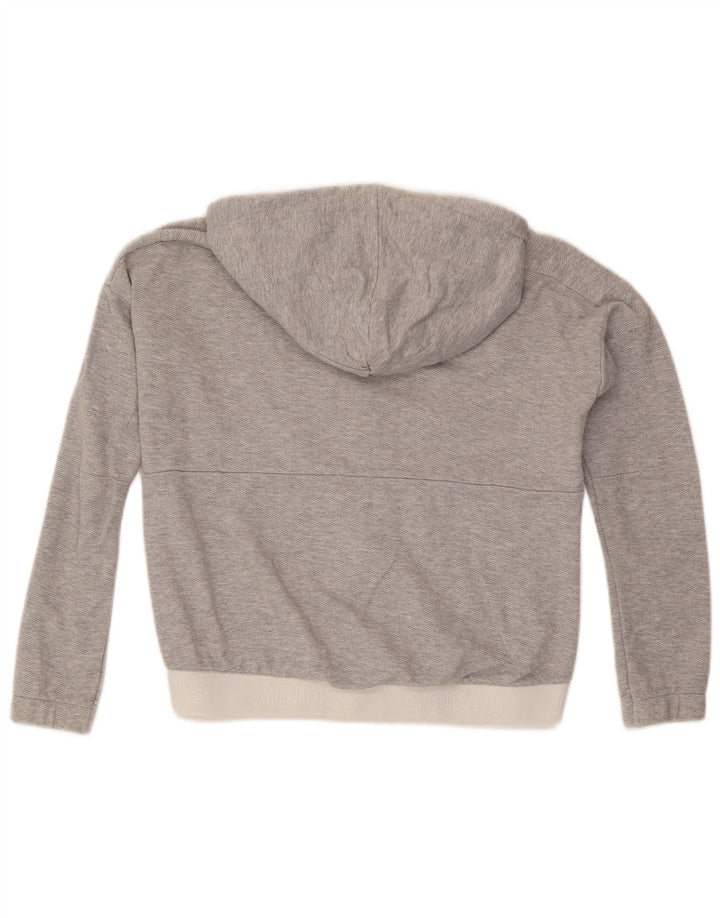 Adidas feminino oversized zip moletom com capuz Reino Unido 8/10 pequeno espinha de peixe cinza