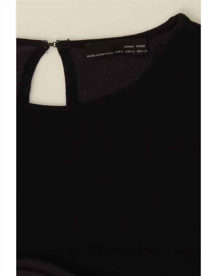 Vestido feminino de manga comprida Zara UK 10 pequeno azul marinho