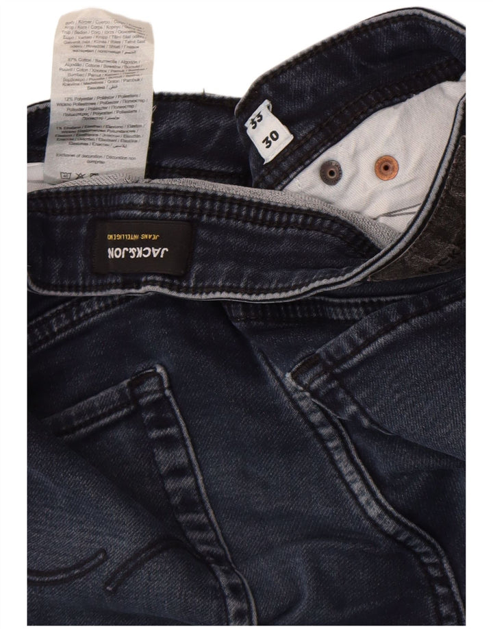 Jack & Jones Masculino GLENN Slim Jeans W33 L30 Azul Algodão