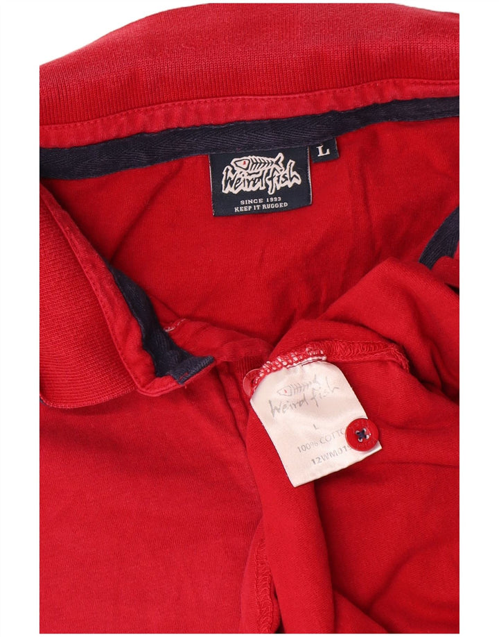 Camisa polo masculina Weird Fish grande algodão vermelho