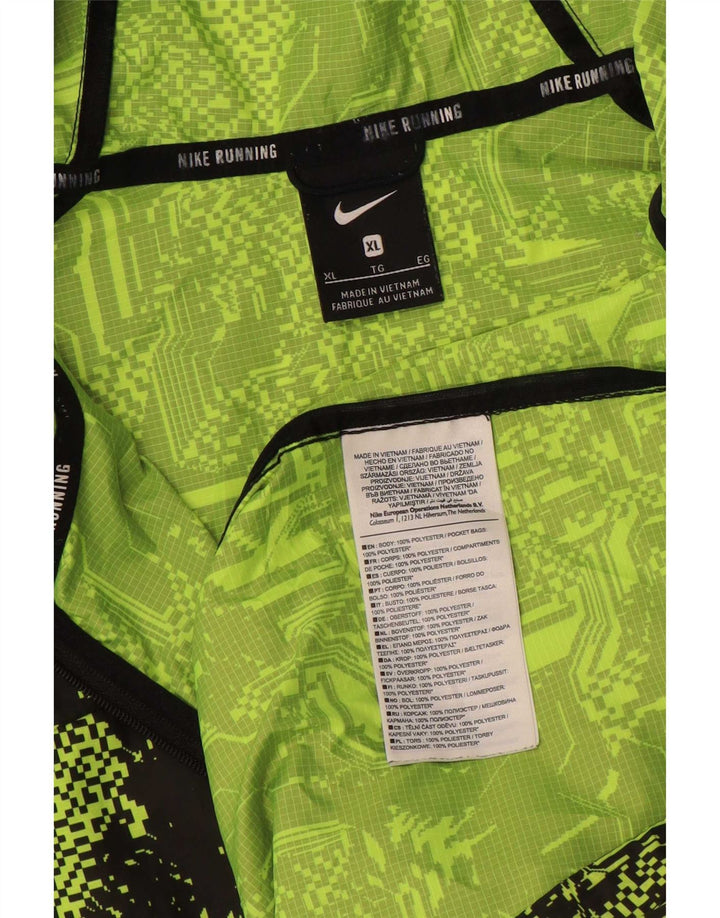Jaqueta de chuva masculina Nike com capuz para corrida UK 42 XL poliéster geométrico verde