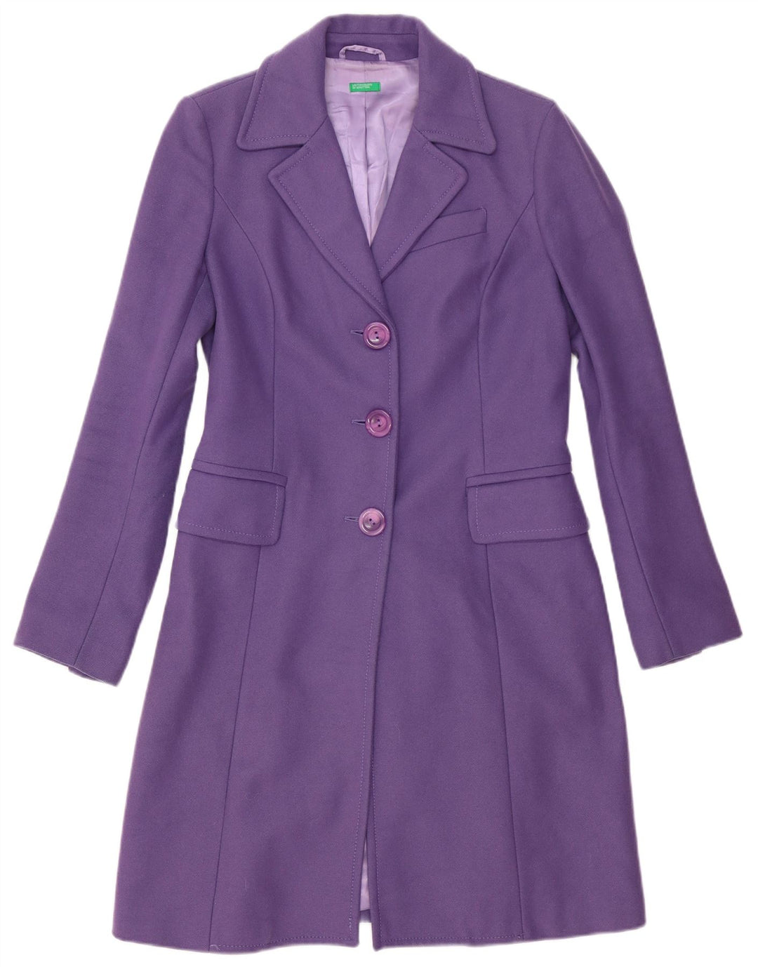 Jaqueta Blazer Longline Feminina Benetton com 3 Botões Reino Unido 12 Médio Roxo