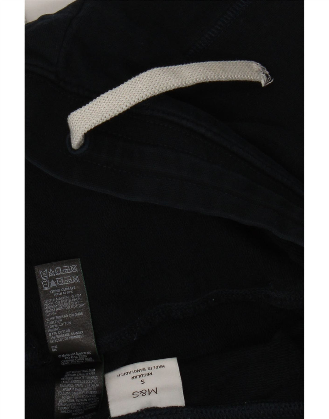 Calça de treino masculina Marks & Spencer pequena azul marinho algodão