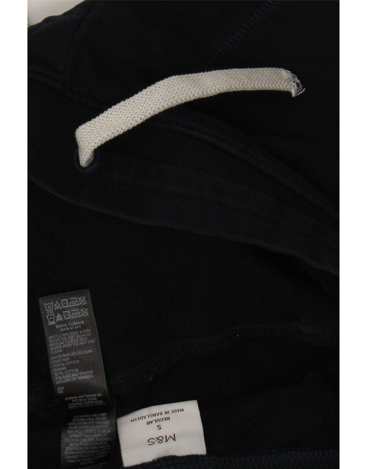 Calça de treino masculina Marks & Spencer pequena azul marinho algodão