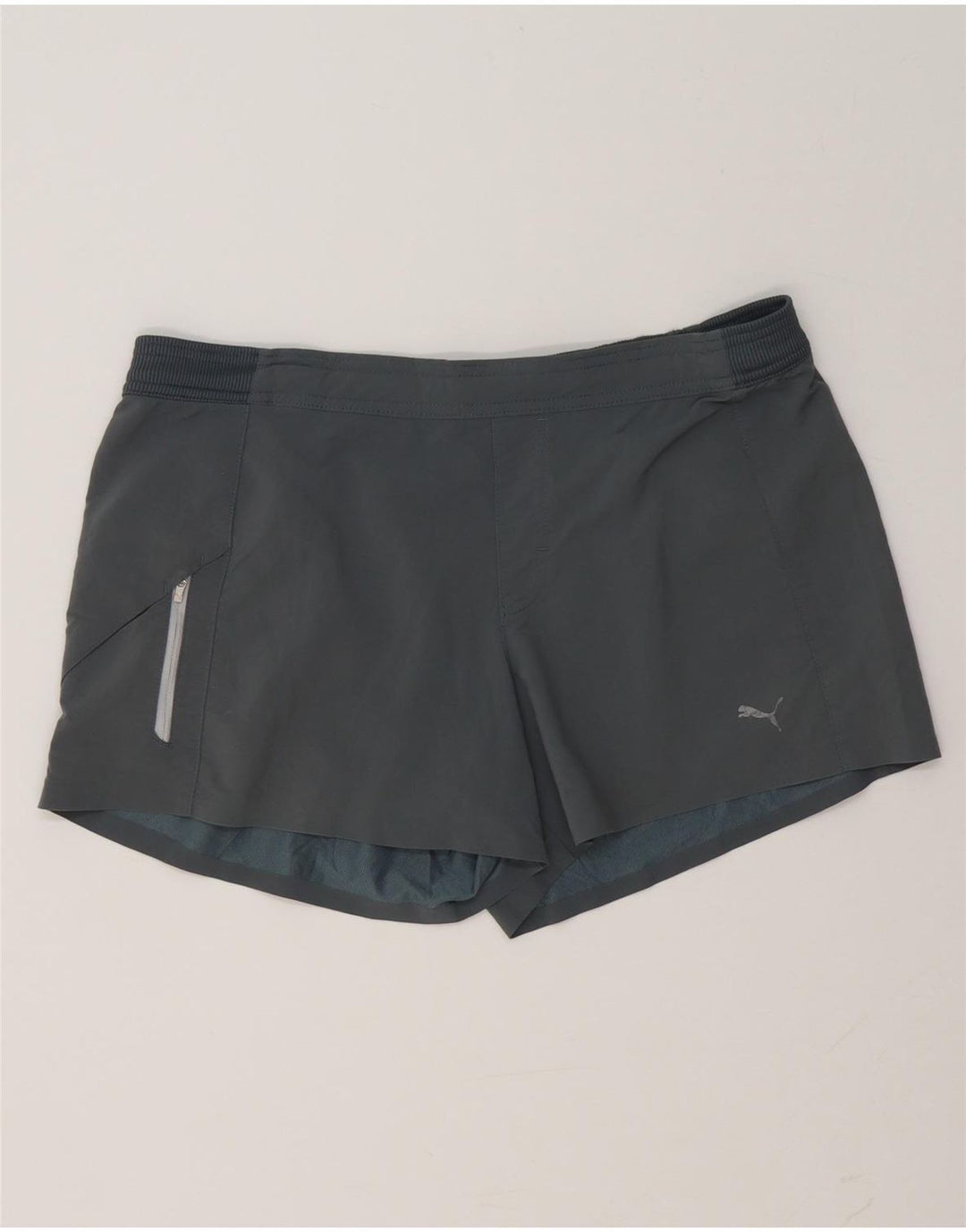 Shorts esportivos femininos Puma UK 14 grande poliéster cinza