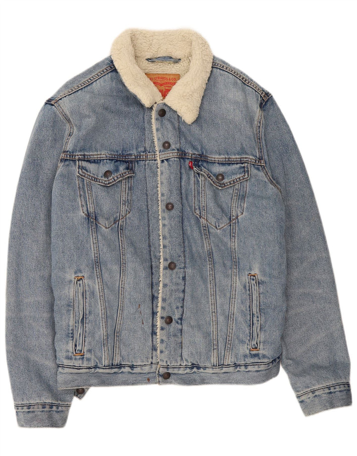 Jaqueta jeans masculina Sherpa Levi's UK 40 grande azul