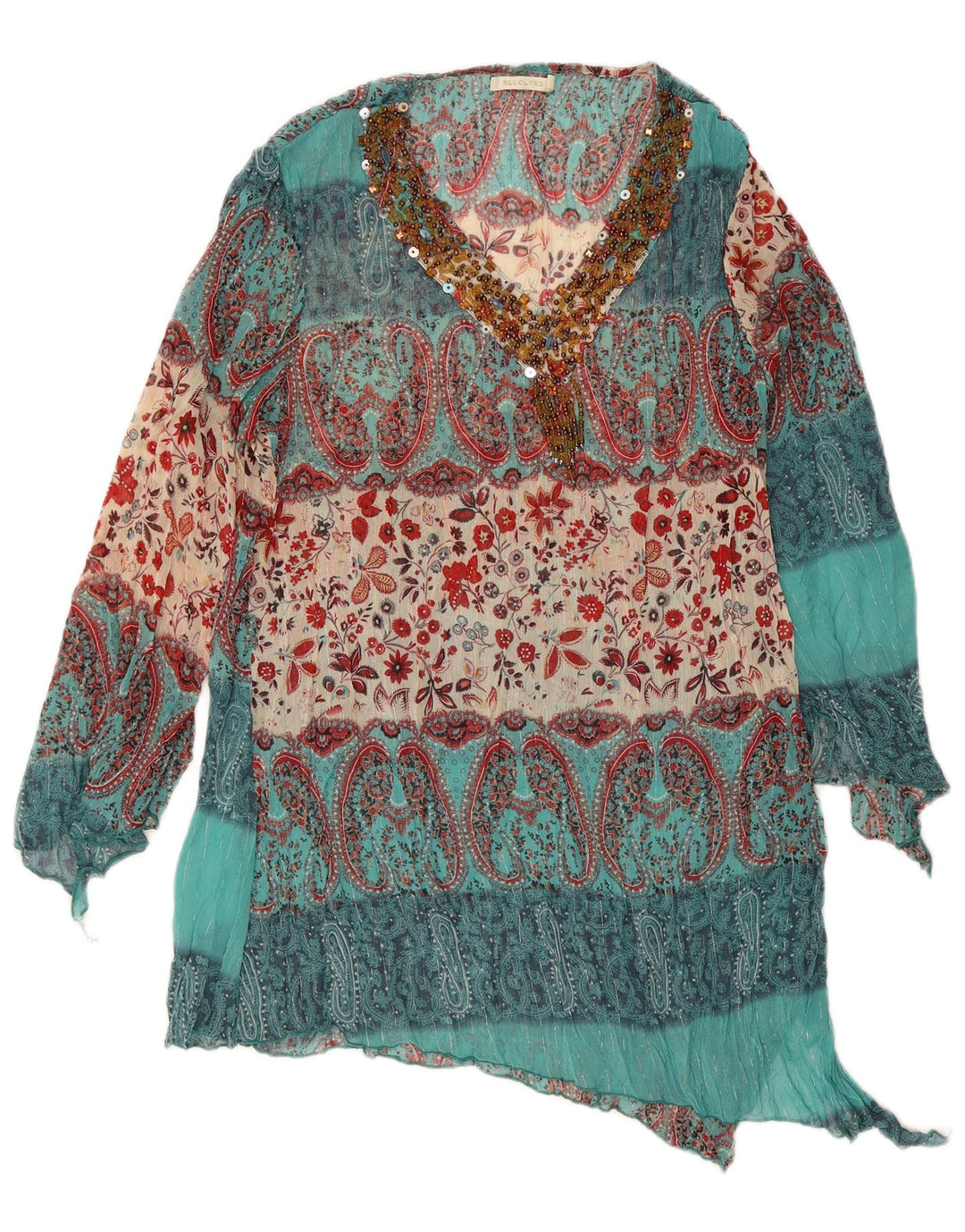 Vestido feminino Bluoltre para praia, Reino Unido 16, grande, verde, paisley