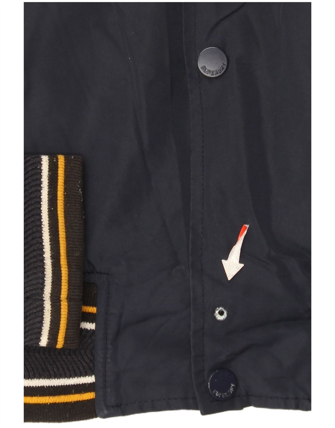 Jaqueta masculina Superdry Graphic Varsity UK 40 grande bloco colorido azul marinho