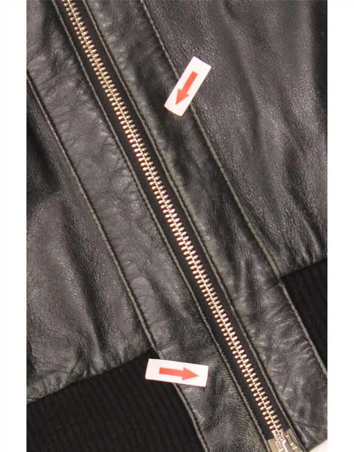 Sasch Jaqueta Feminina De Couro Crop UK 14 Médio Preto