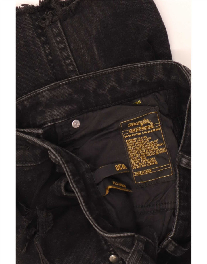 Shorts jeans feminino Wrangler desgastado W30 algodão preto médio