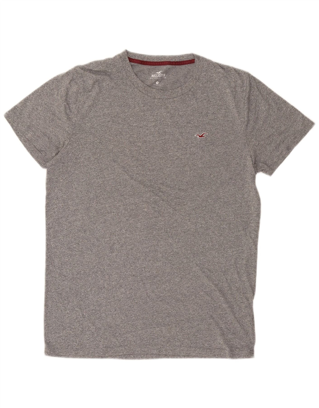 Camiseta masculina Hollister de algodão manchado cinza médio
