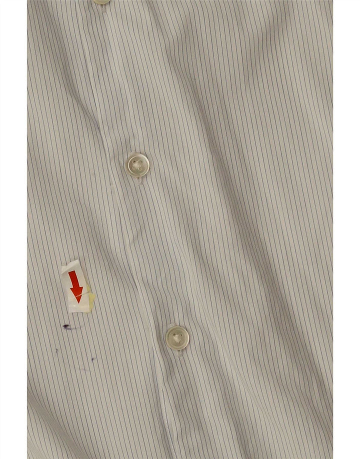 Camisa masculina Reiss Regular Fit pequena listrada branca de algodão