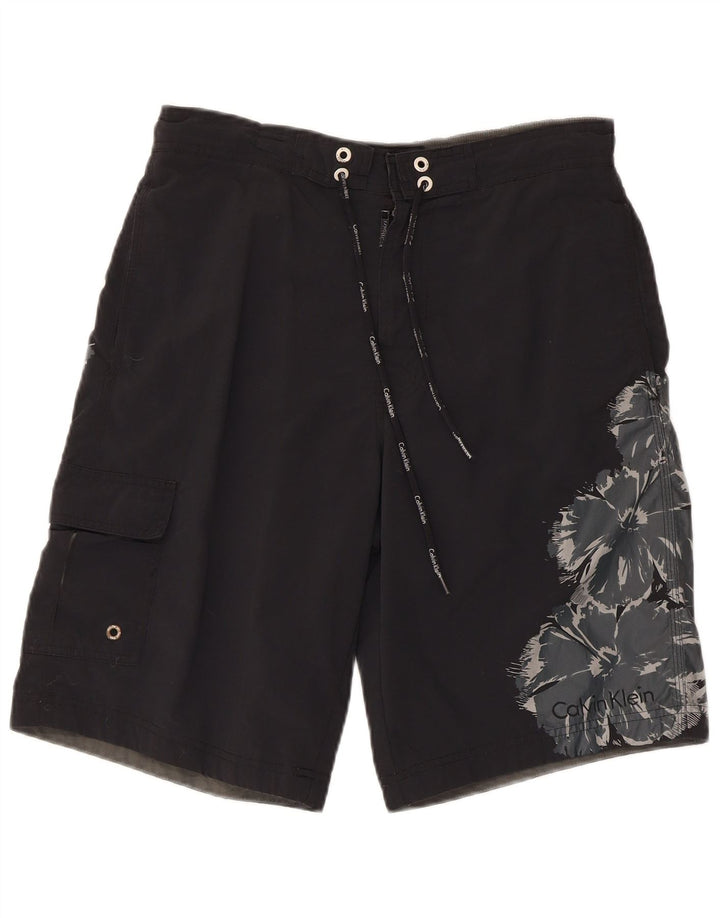Shorts de natação masculino Calvin Klein pequeno preto floral nylon