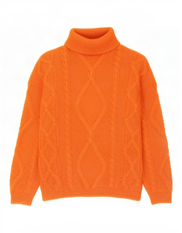 Suéter feminino vintage com gola redonda Reino Unido 16 grande laranja