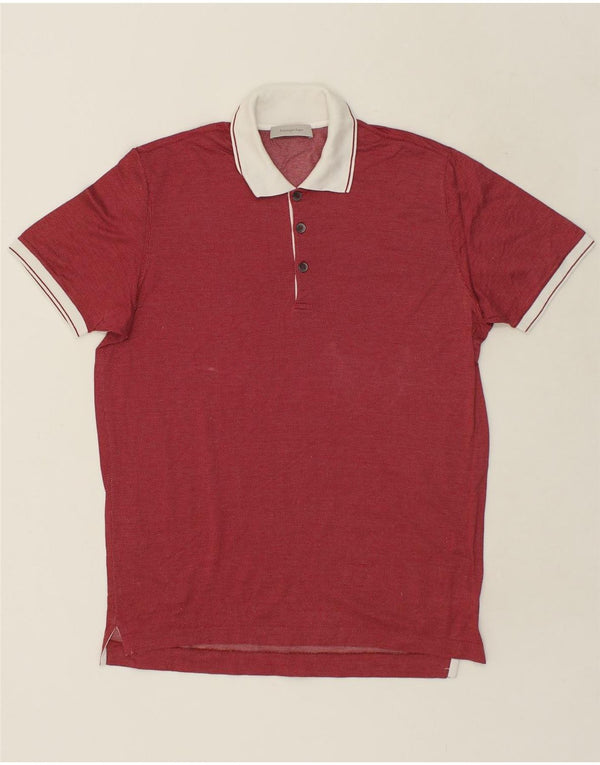 ERMENEGILDO ZEGNA Mens Polo Shirt IT 50 Medium Red Spotted Cotton