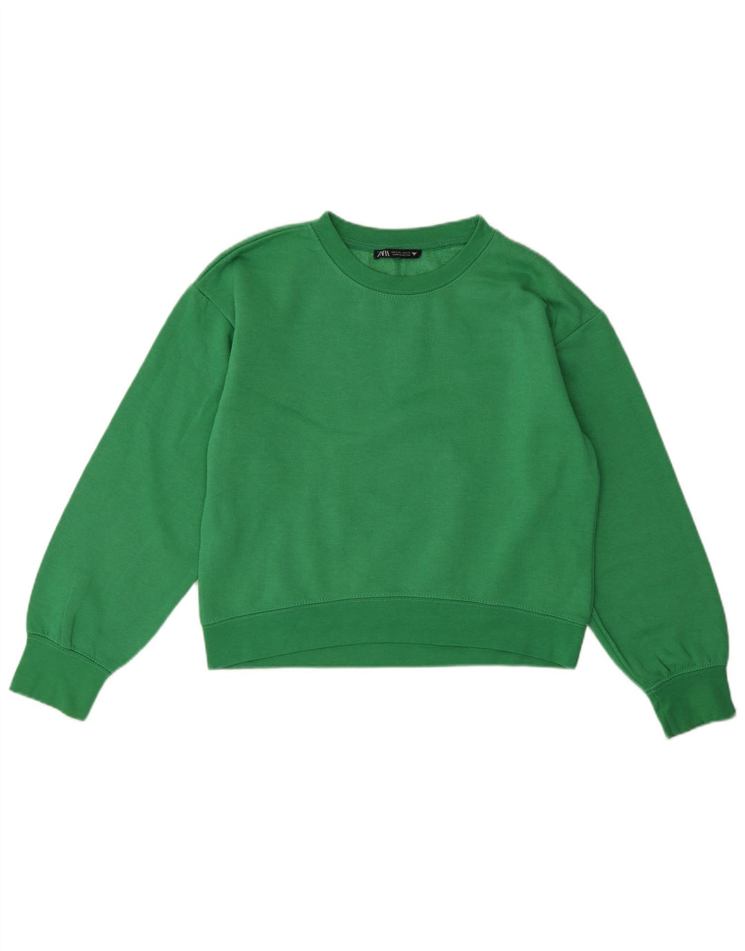 ZARA Womens Crop Sweatshirt Jumper UK 10 Pequeno Poliéster Verde