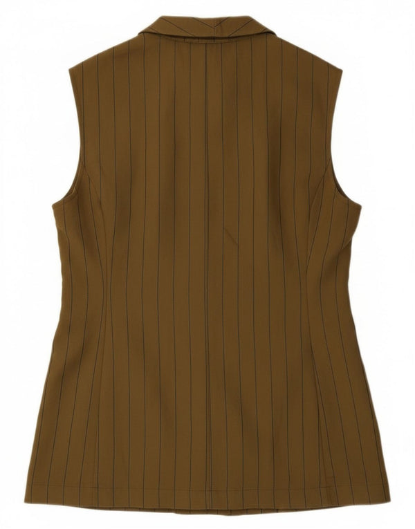 Jaqueta blazer feminina sem mangas Rinascimento UK 14 listrada cáqui grande