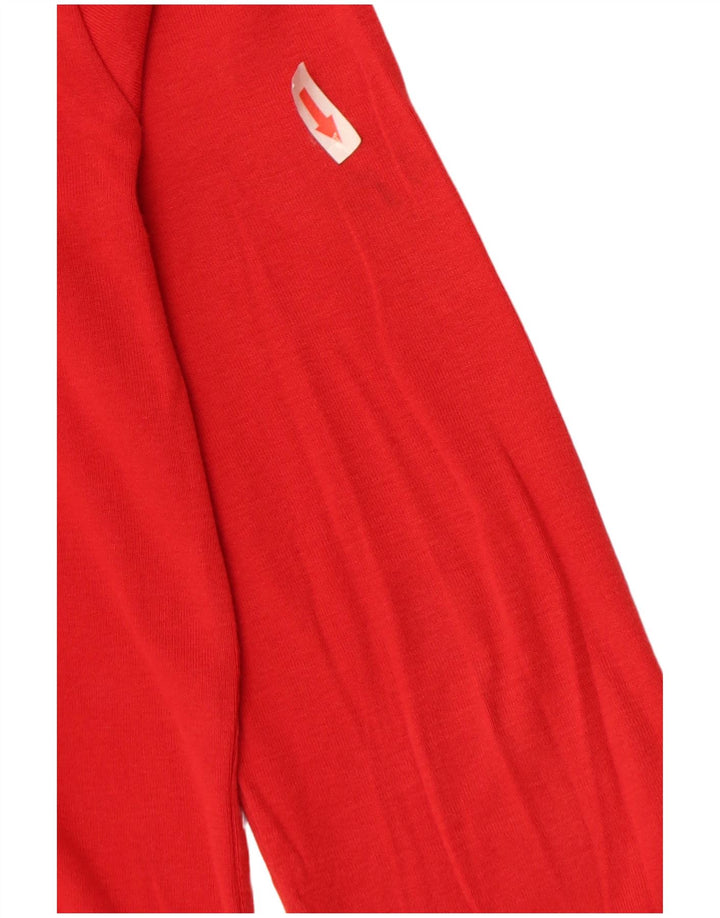 Benetton Crop Top Feminino Manga Longa UK 14 Médio Vermelho