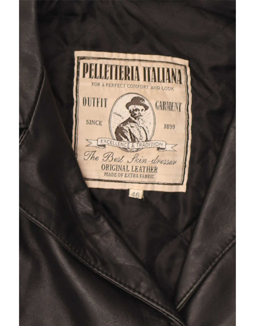 Casaco de couro feminino vintage IT 46 grande couro preto