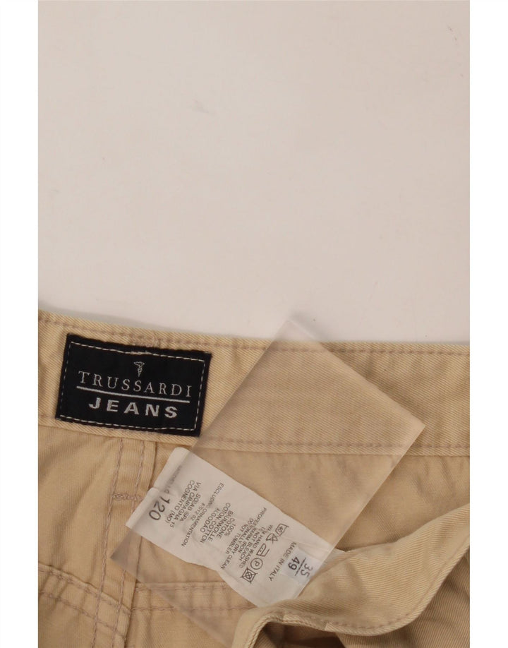 TRUSSARDI Womens Tapered Casual Trousers W35 L30 Beige Cotton Vintage Trussardi and Second-Hand Trussardi from Messina Hembry 