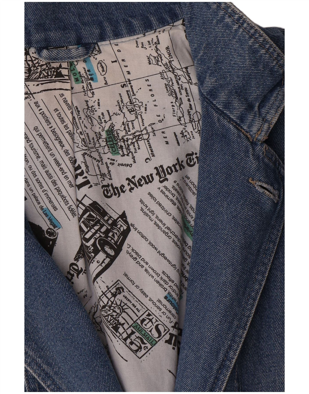 Jaqueta blazer feminina vintage longline com peito duplo Reino Unido 16 grande azul