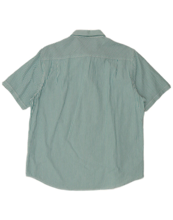 Camisa masculina de manga curta James Pringle de algodão listrado verde grande