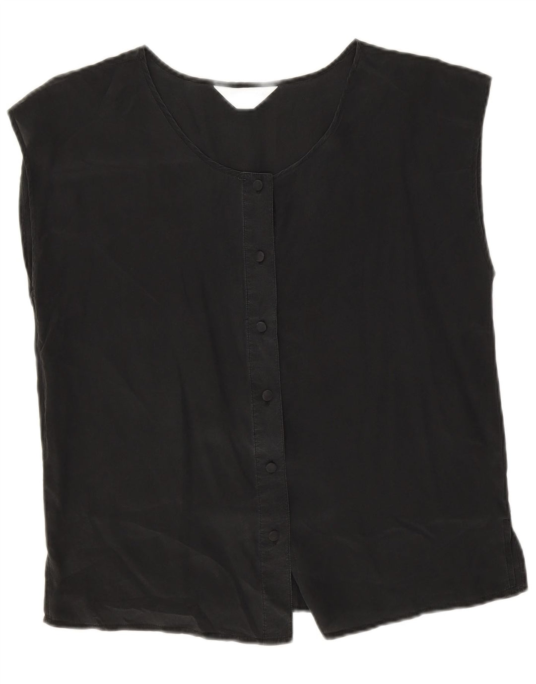 Blusa feminina sem mangas Coocoon Reino Unido 14 grande seda preta