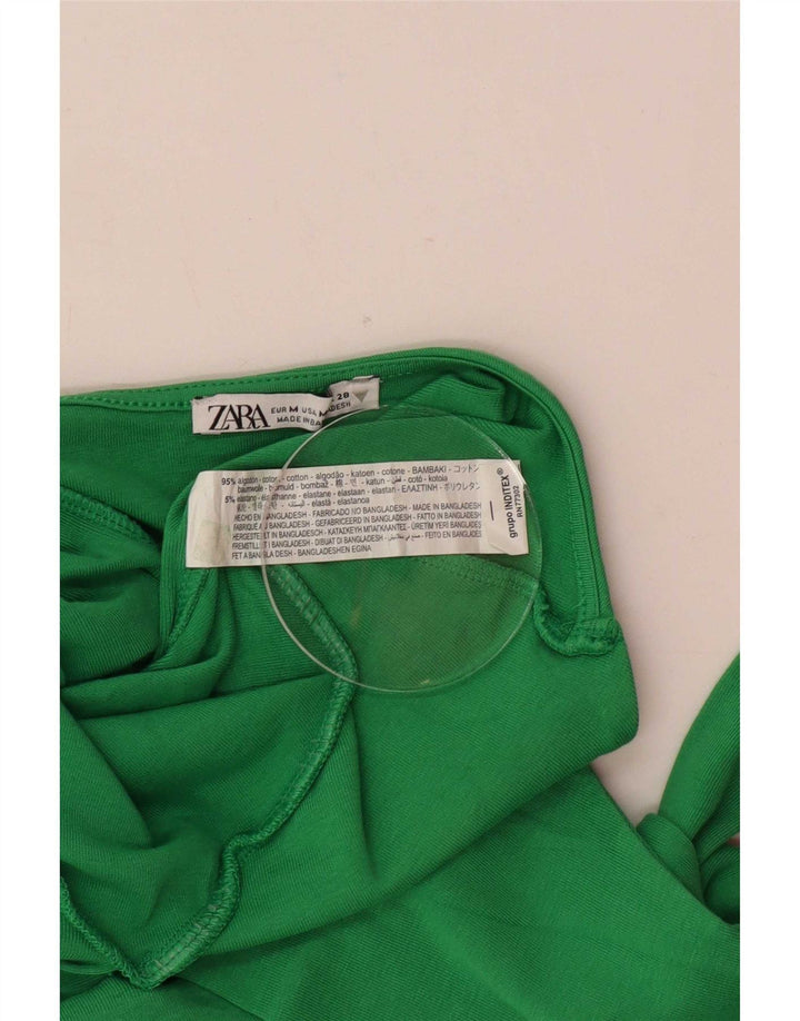 Zara Womens Crop Halter Top UK 12 Médio Algodão Verde