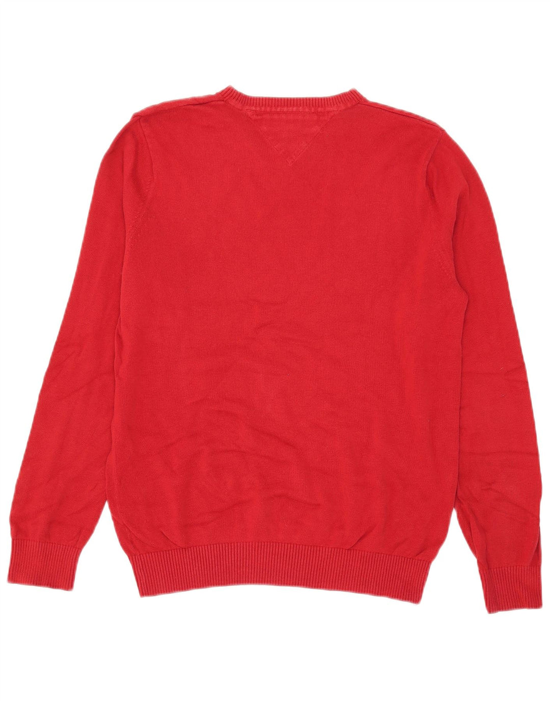 Suéter masculino Tommy Hilfiger com decote em V pequeno algodão vermelho