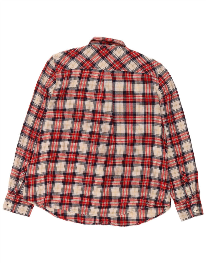 Camisa feminina de flanela J. CREW Reino Unido 16 grande algodão xadrez vermelho