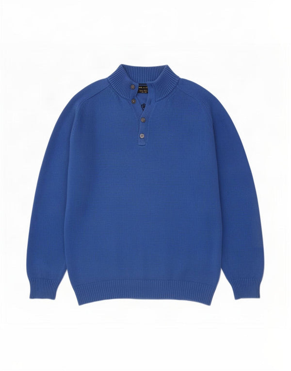 Suéter masculino Massimo Dutti com gola redonda e algodão azul 2XL