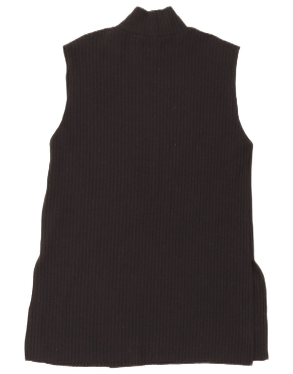Zara Womens Vest Tank Top UK 12 Médio Preto Poliéster