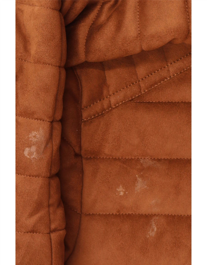 Jaqueta acolchoada masculina Zara UK 42 XL marrom poliéster