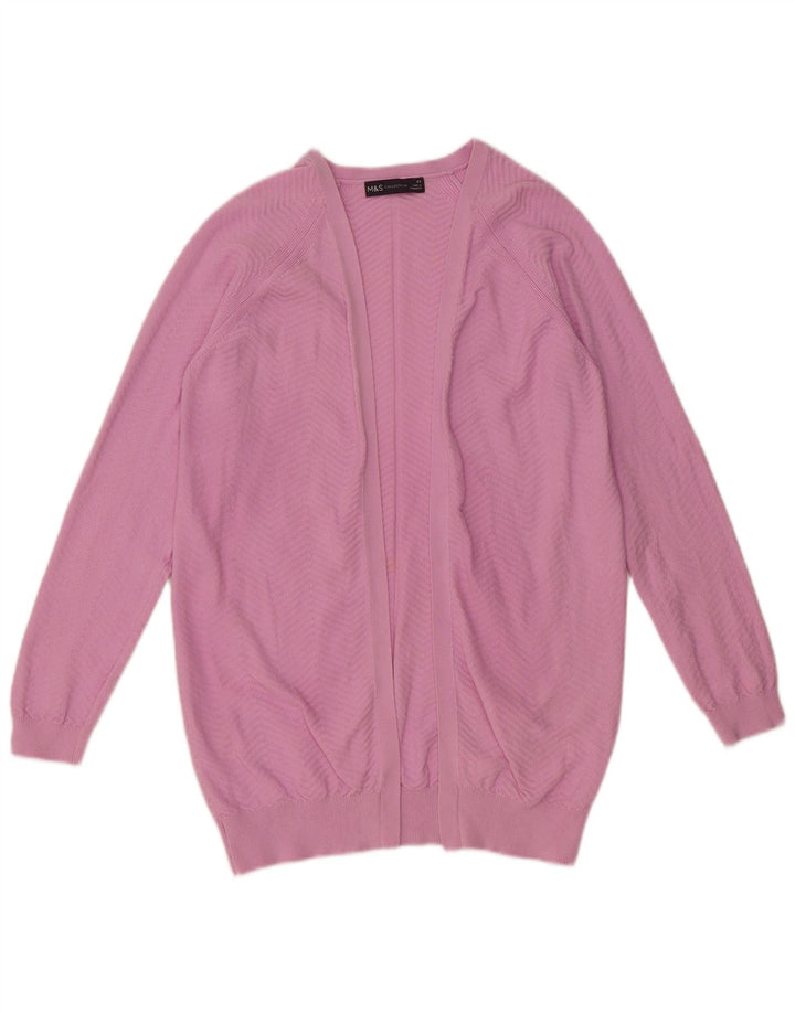 Suéter cardigã feminino aberto MARKS & SPENCER UK 10 pequeno rosa Chevron