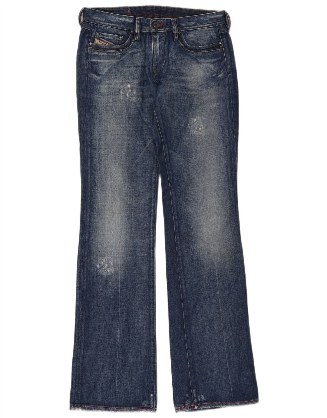 Jeans feminino Diesel Bootcut desgastado W27 L34 azul algodão