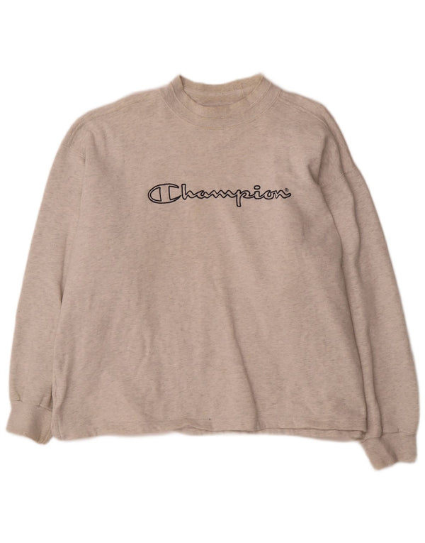 Champion moletom gráfico masculino jumper XL cinza manchado de algodão
