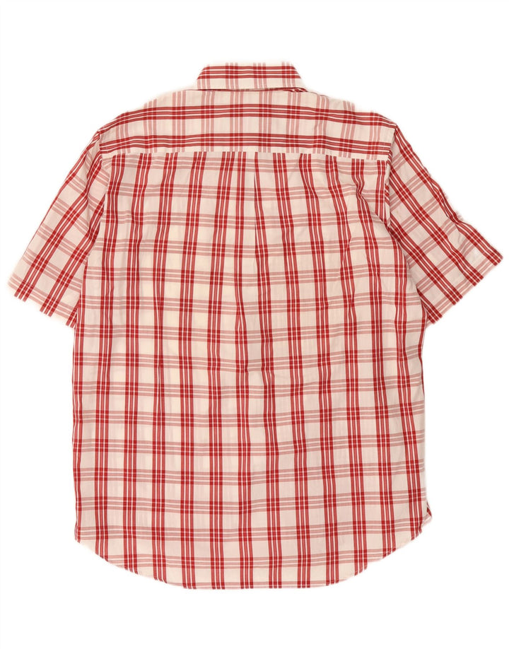 Camisa masculina de manga curta Best Company grande algodão xadrez vermelho