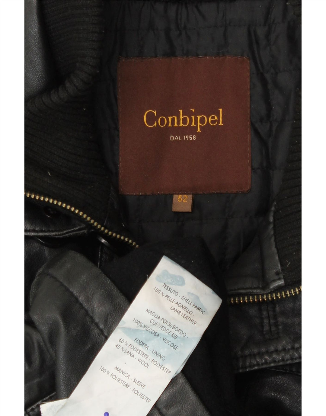 Jaqueta de couro masculina Conbipel IT 52 XL couro preto