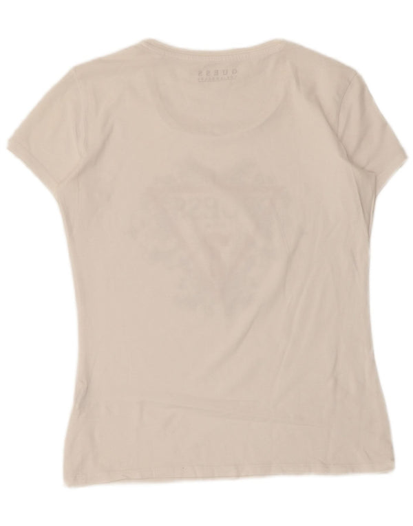Guess Womens Graphic T-Shirt Top UK 12 Medium White