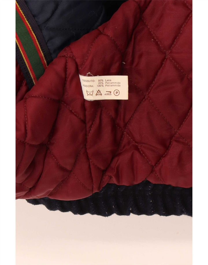 Jaqueta bomber masculina vintage UK 42 XL lã azul marinho
