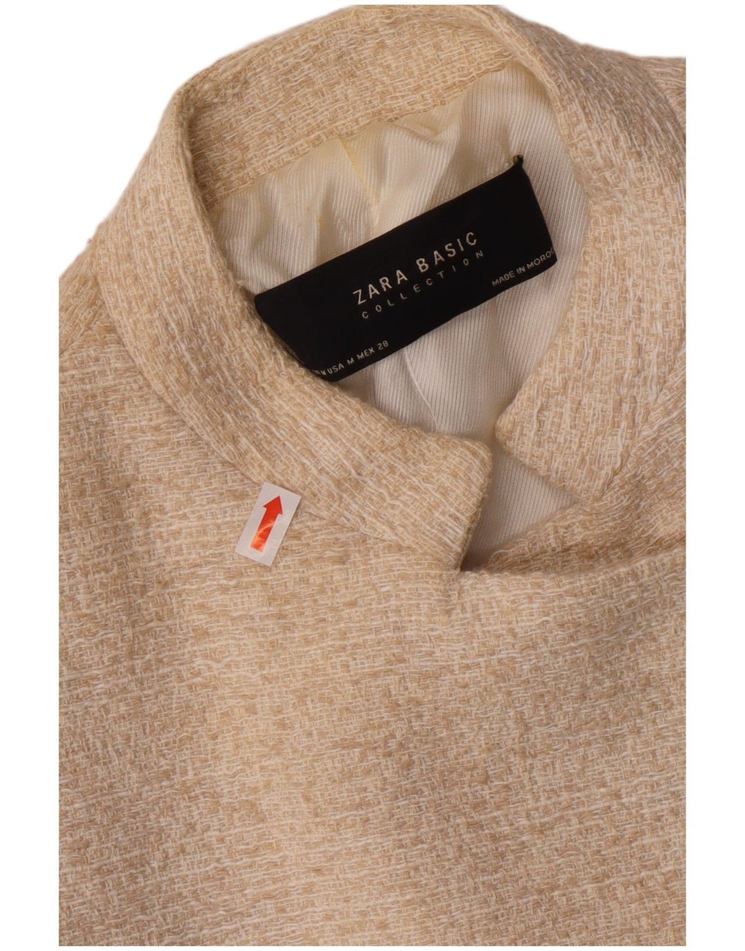 ZARA Womens Open Blazer Jacket UK 12 Médio Off White Algodão